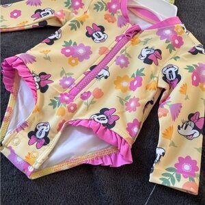 Disney Kids Rashguard - Yellow and Pink Minnie Mouse